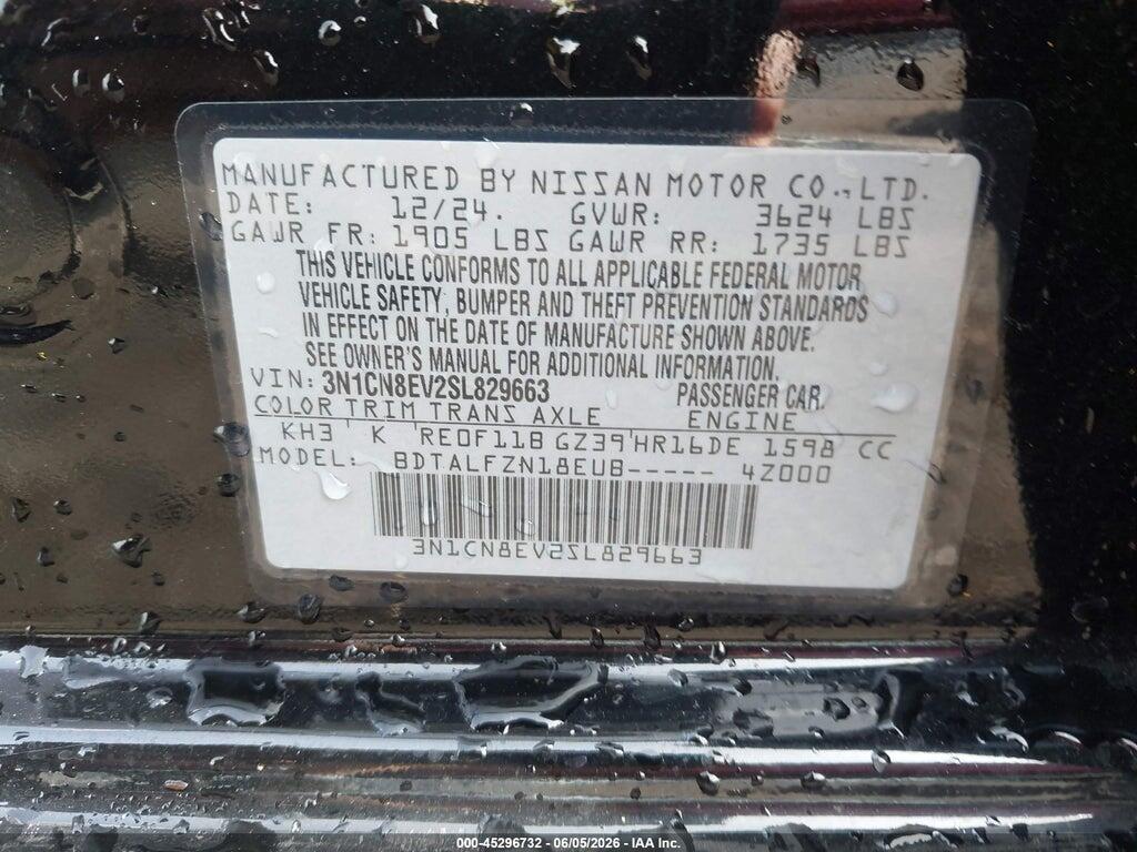 3N1CN8EV2SL829663 2025 NISSAN VERSA photo no. 9