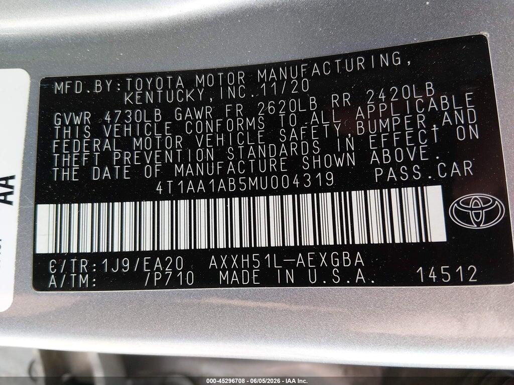 4T1AA1AB5MU004319 2021 TOYOTA AVALON photo no. 9