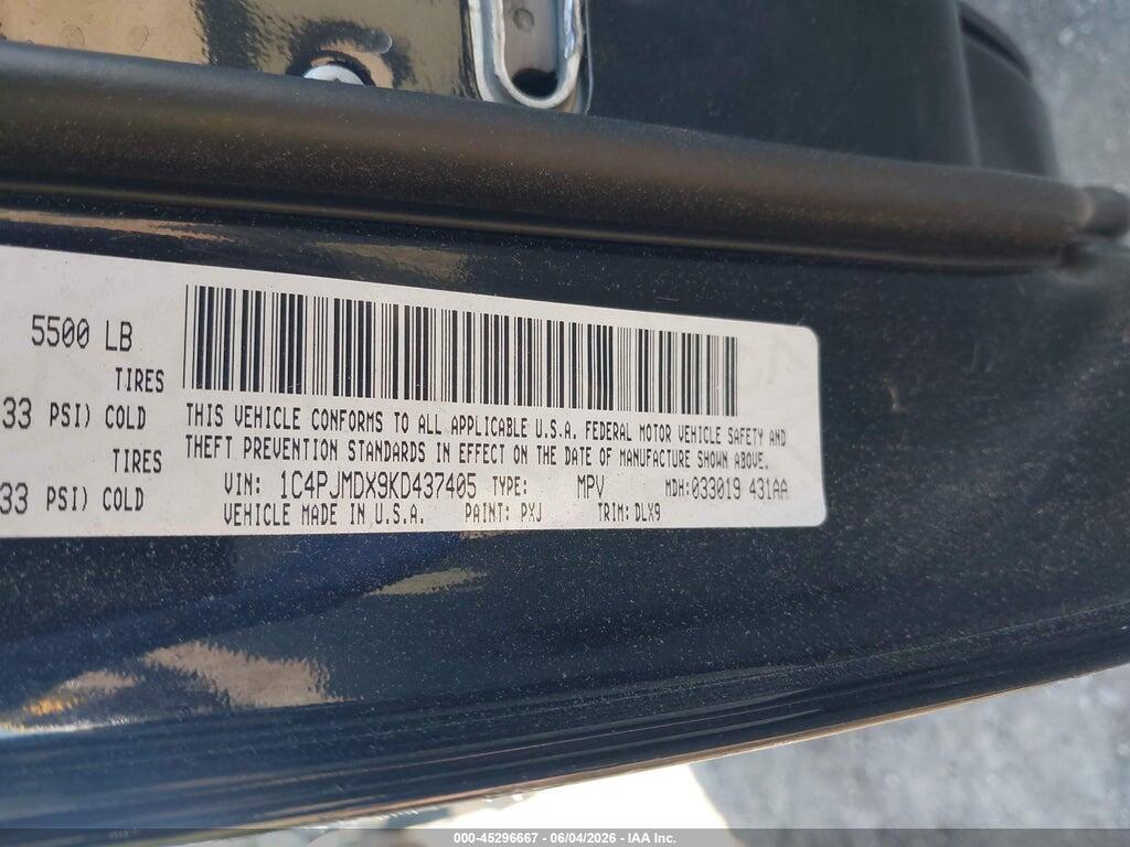 1C4PJMDX9KD437405 2019 JEEP CHEROKEE photo no. 9