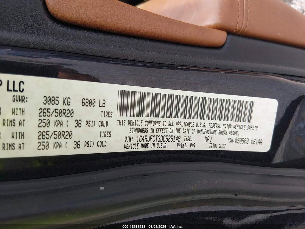 1C4RJFCT3DC525149 2013 JEEP GRAND CHEROKEE photo no. 9