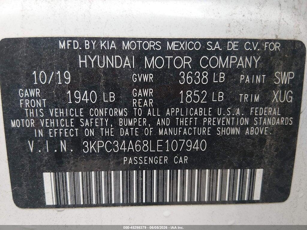 3KPC34A68LE107940 2020 HYUNDAI ACCENT photo no. 9