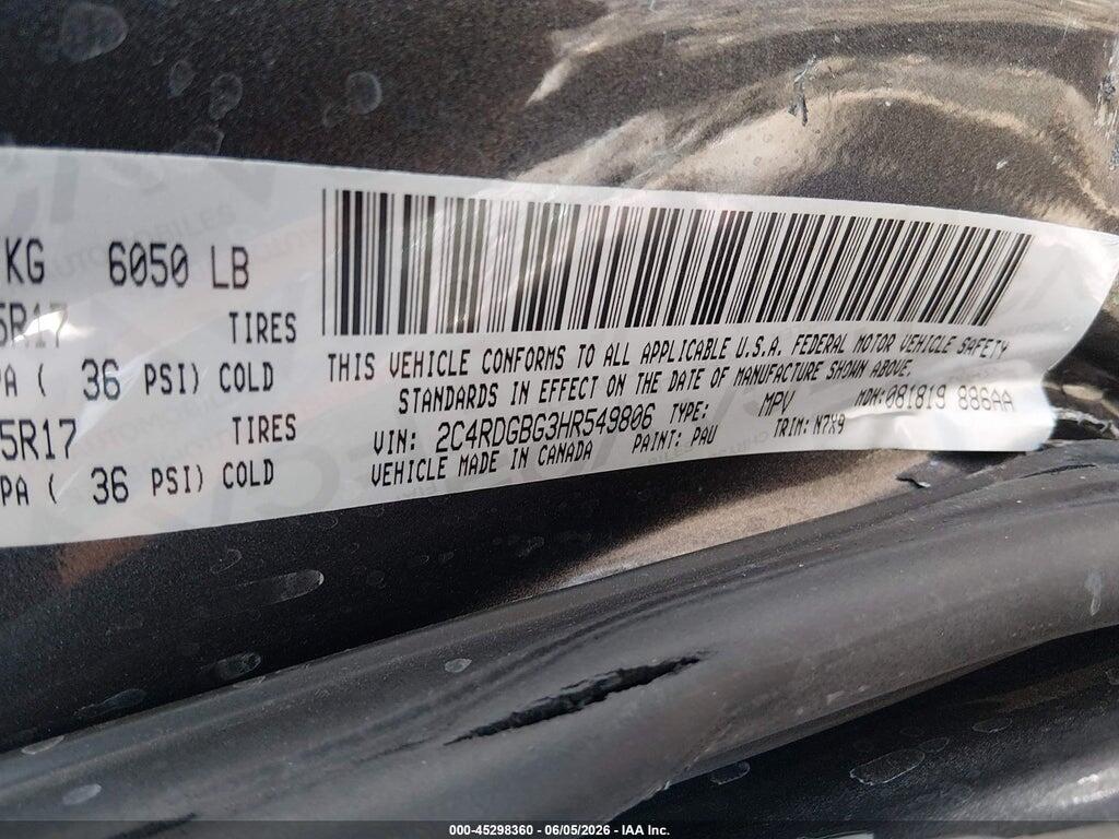 2C4RDGBG3HR549806 2017 DODGE GRAND CARAVAN photo no. 9