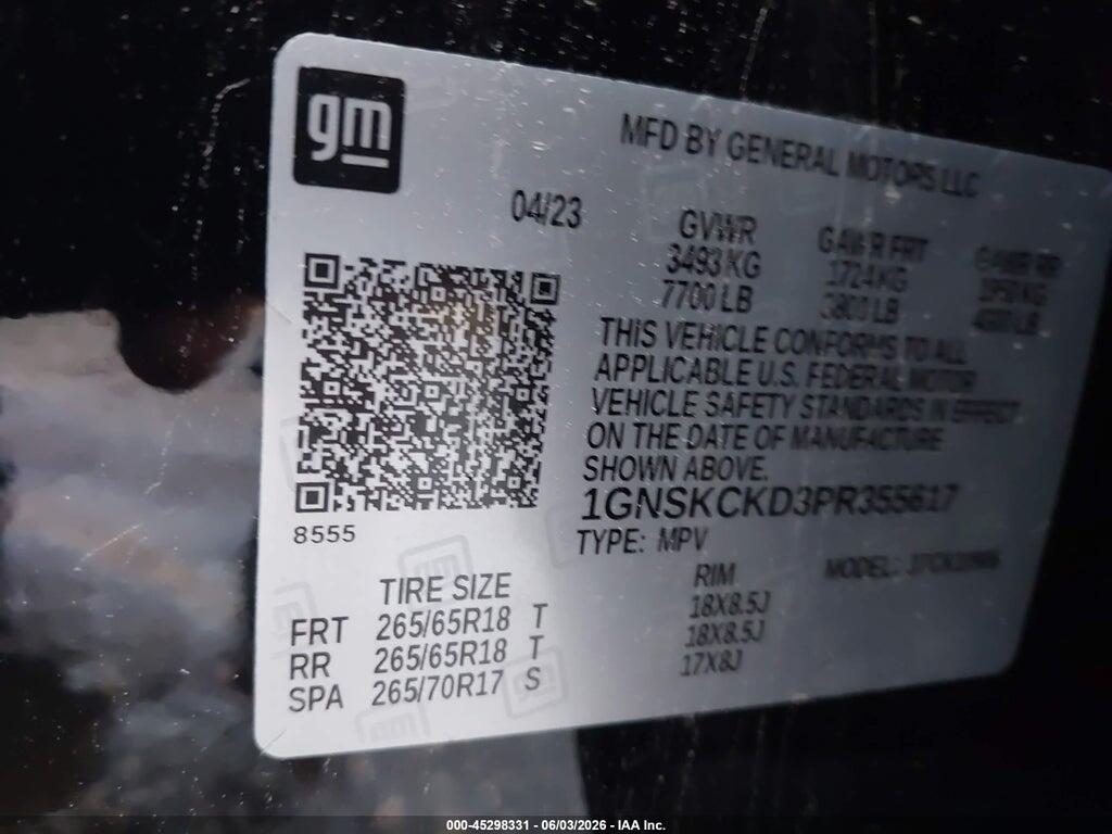 1GNSKCKD3PR355617 2023 CHEVROLET SUBURBAN photo no. 9