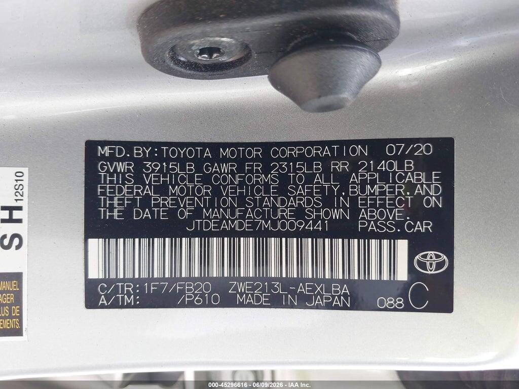 JTDEAMDE7MJ009441 2021 TOYOTA COROLLA photo no. 9