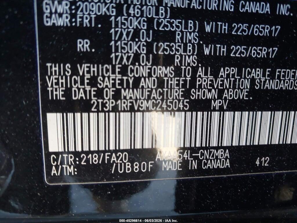 2T3P1RFV9MC245045 2021 TOYOTA RAV4 photo no. 9