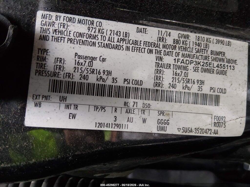1FADP3K25EL455113 2014 FORD FOCUS photo no. 9