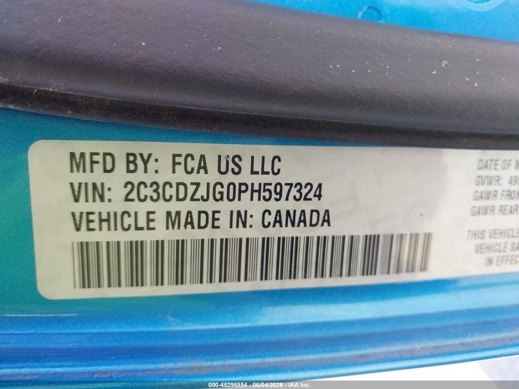 2C3CDZJG0PH597324 2023 DODGE CHALLENGER photo no. 9
