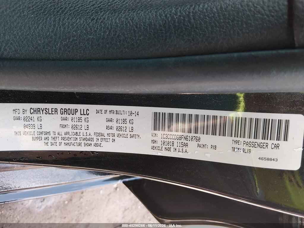 1C3CCCDG8FN610760 2015 CHRYSLER 200 photo no. 9