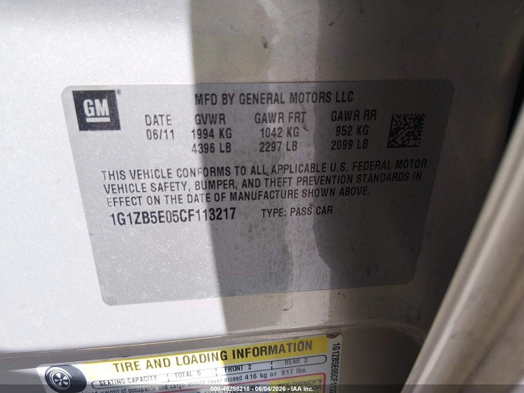 1G1ZB5E05CF113217 2012 CHEVROLET MALIBU photo no. 9