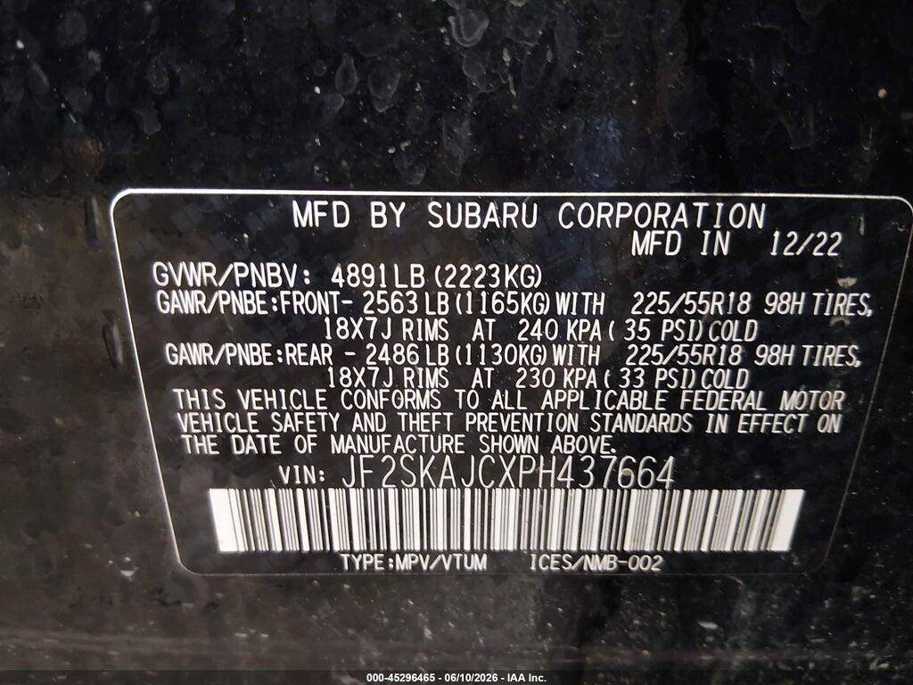 JF2SKAJCXPH437664 2023 SUBARU FORESTER photo no. 9