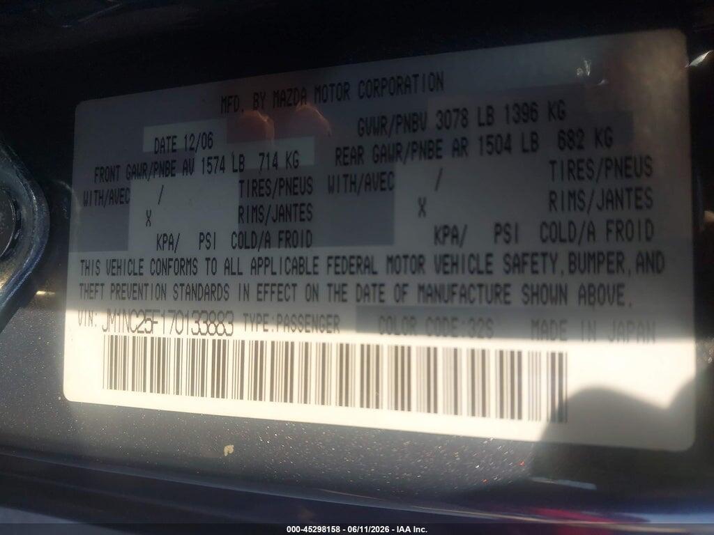 JM1NC25F170133883 2007 MAZDA MX-5 photo no. 9