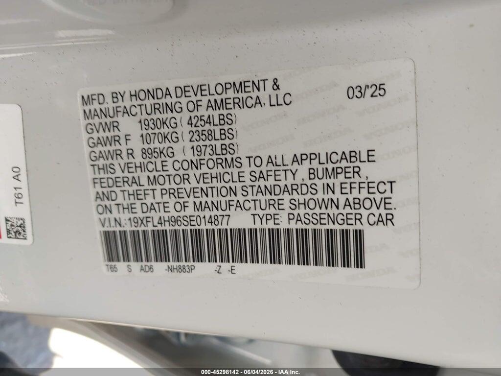 19XFL4H96SE014877 2025 HONDA CIVIC HYBRID photo no. 9