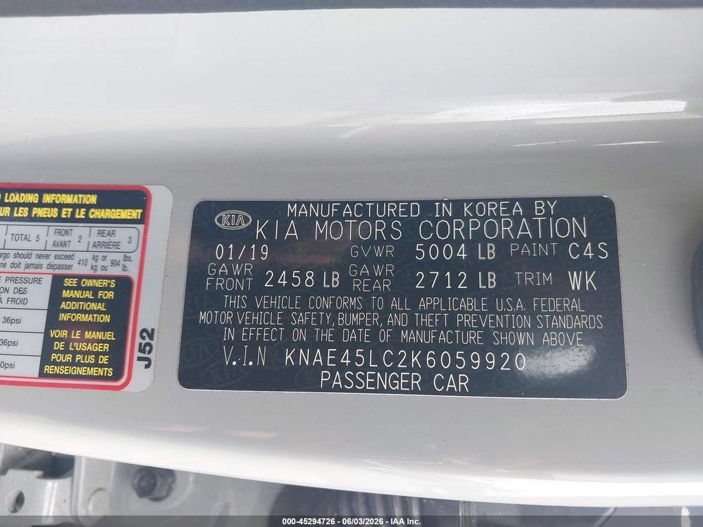 KNAE45LC2K6059920 2019 KIA STINGER photo no. 9