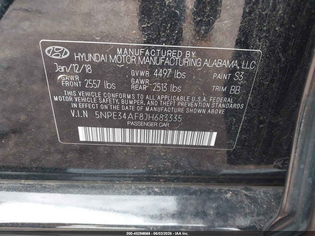 5NPE34AF8JH683335 2018 HYUNDAI SONATA photo no. 9
