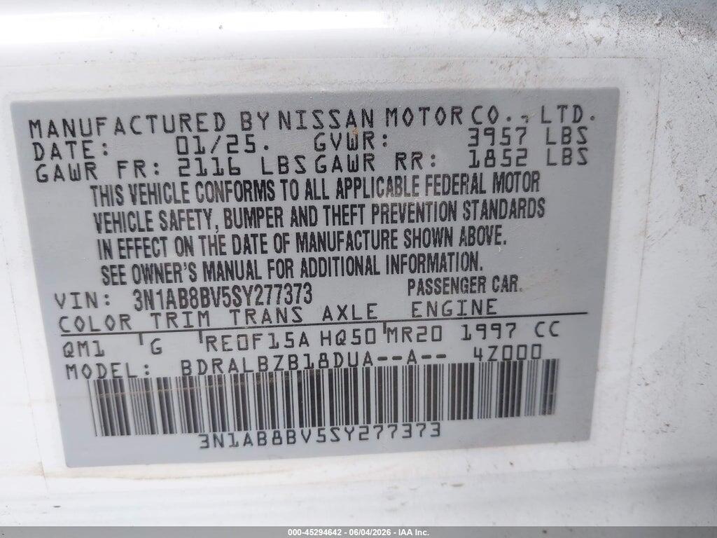 3N1AB8BV5SY277373 2025 NISSAN SENTRA photo no. 9