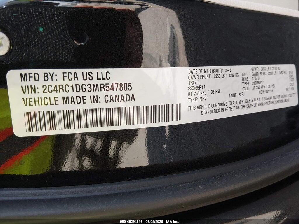 2C4RC1DG3MR547805 2021 CHRYSLER VOYAGER photo no. 9