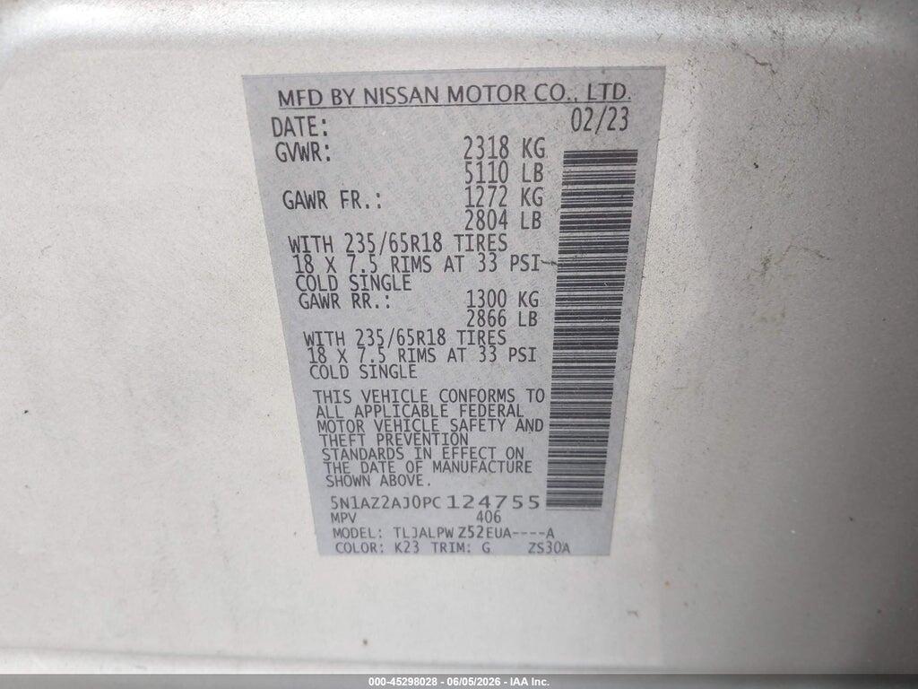 5N1AZ2AJ0PC124755 2023 NISSAN MURANO photo no. 9