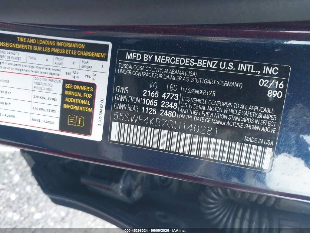55SWF4KB7GU140281 2016 MERCEDES-BENZ C 300 photo no. 9