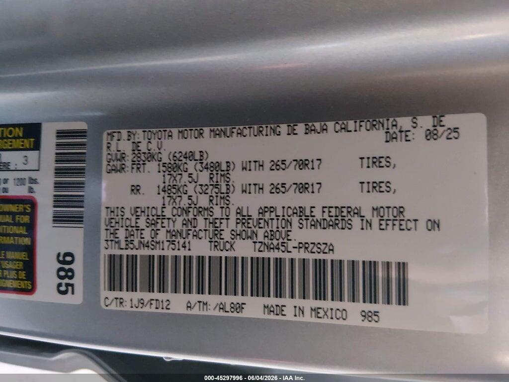 3TMLB5JN4SM175141 2025 TOYOTA TACOMA photo no. 9