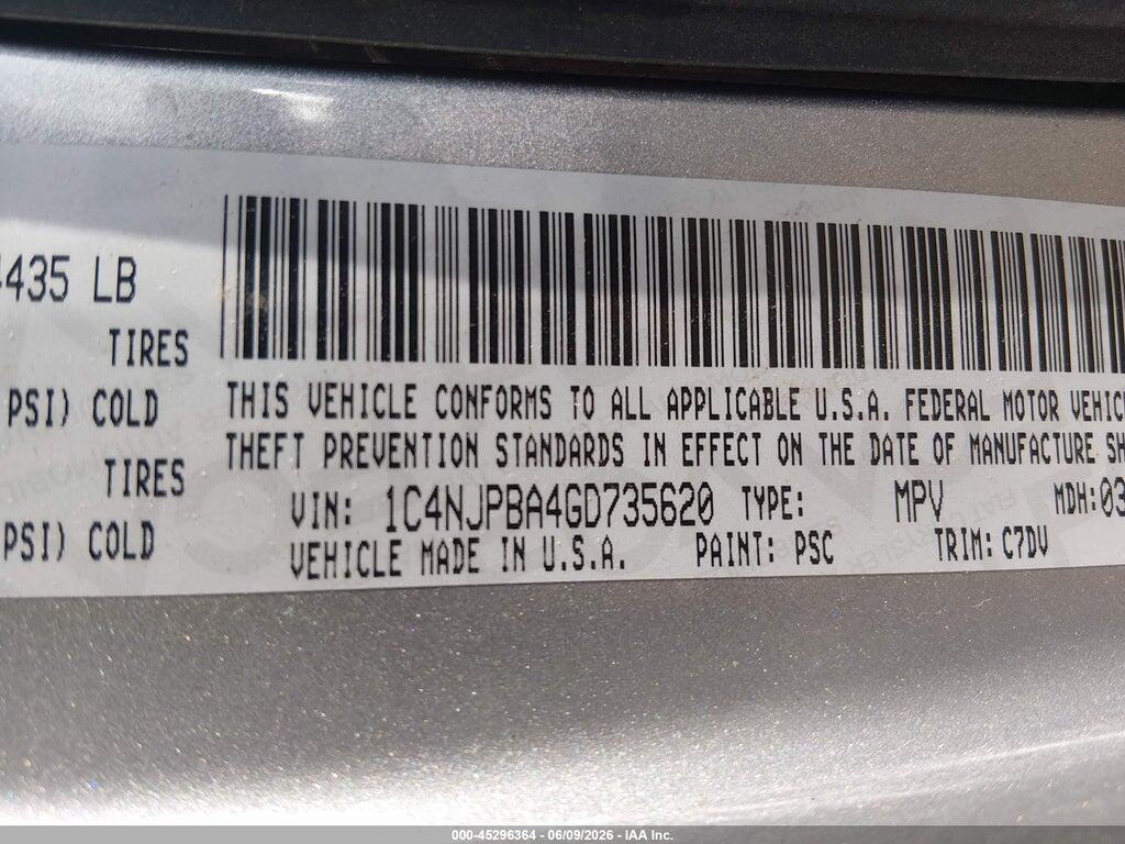 1C4NJPBA4GD735620 2016 JEEP PATRIOT photo no. 9