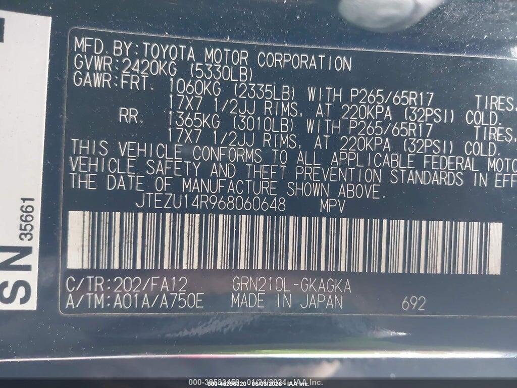 JTEZU14R968060648 2006 TOYOTA 4RUNNER photo no. 9