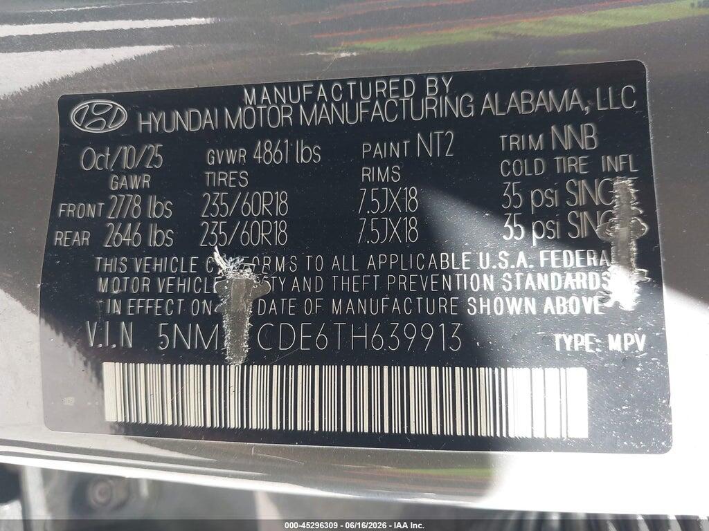 5NMJCCDE6TH639913 2026 HYUNDAI TUCSON photo no. 9