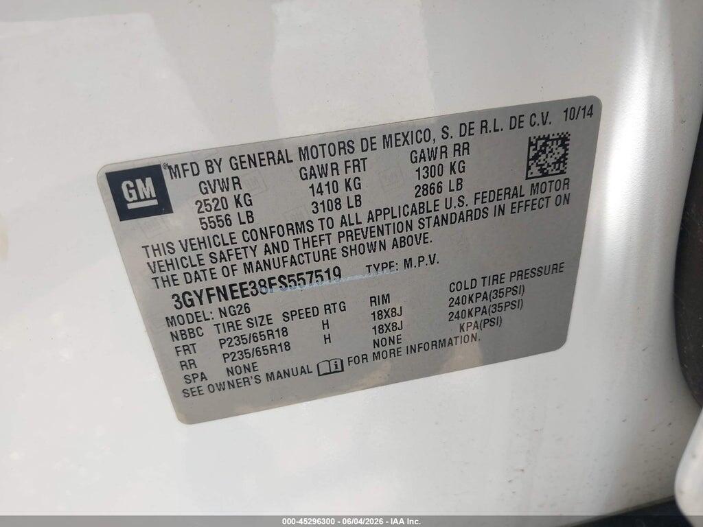 3GYFNEE38FS557519 2015 CADILLAC SRX photo no. 9