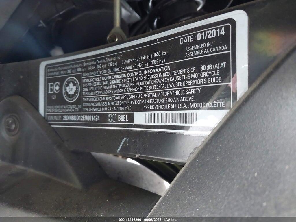 2BXNBDD12EV001424 2014 CAN-AM SPYDER ROADSTER photo no. 10