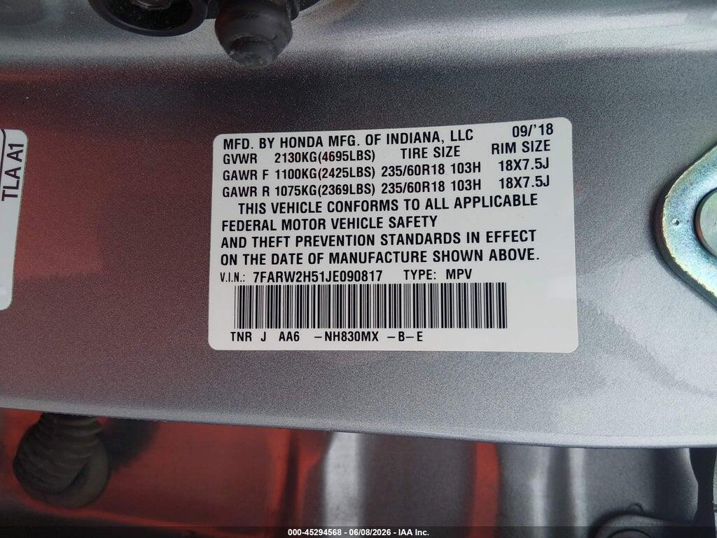 7FARW2H51JE090817 2018 HONDA CR-V photo no. 9