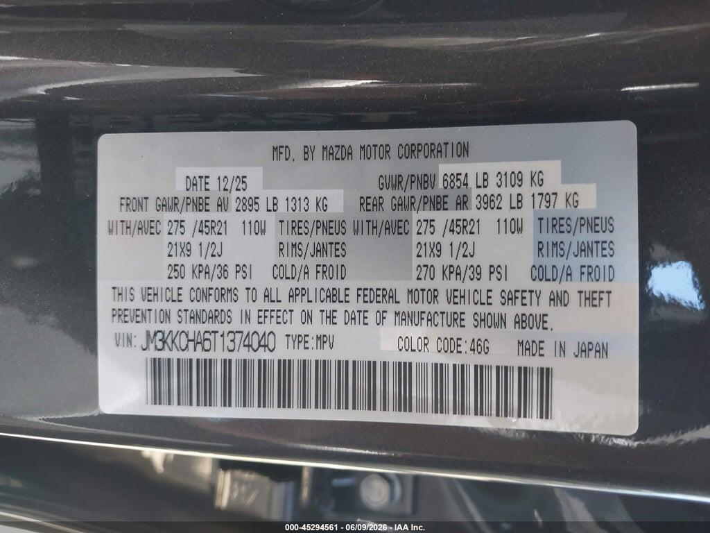 JM3KKCHA6T1374040 2026 MAZDA CX-90 PHEV photo no. 9