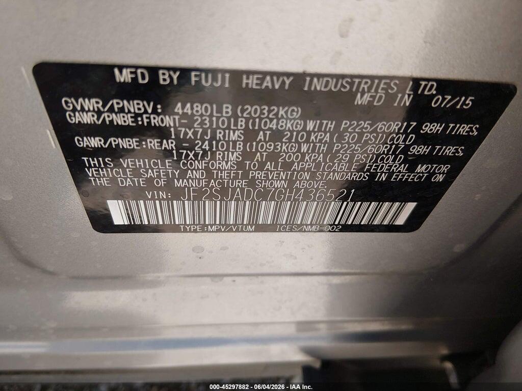 JF2SJADC7GH436521 2016 SUBARU FORESTER photo no. 9