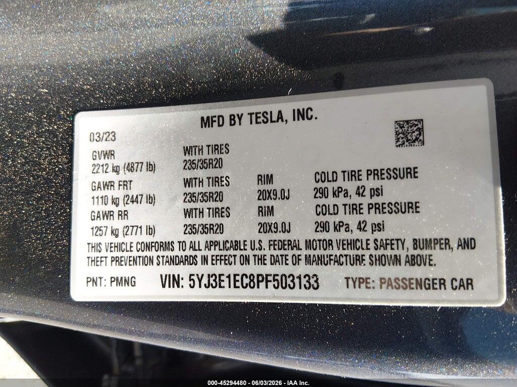5YJ3E1EC8PF503133 2023 TESLA MODEL 3 photo no. 9