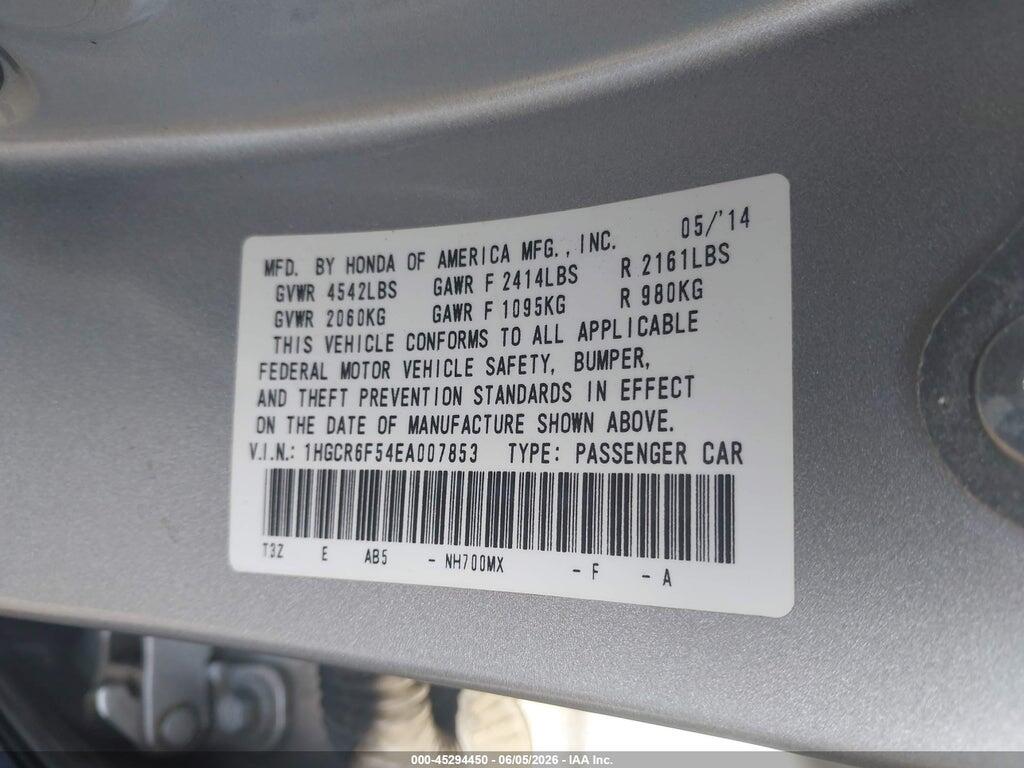 1HGCR6F54EA007853 2014 HONDA ACCORD HYBRID photo no. 9