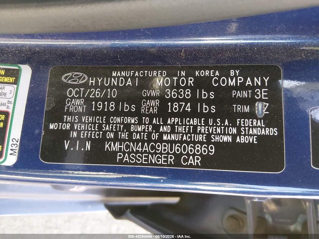 KMHCN4AC9BU606869 2011 HYUNDAI ACCENT photo no. 9