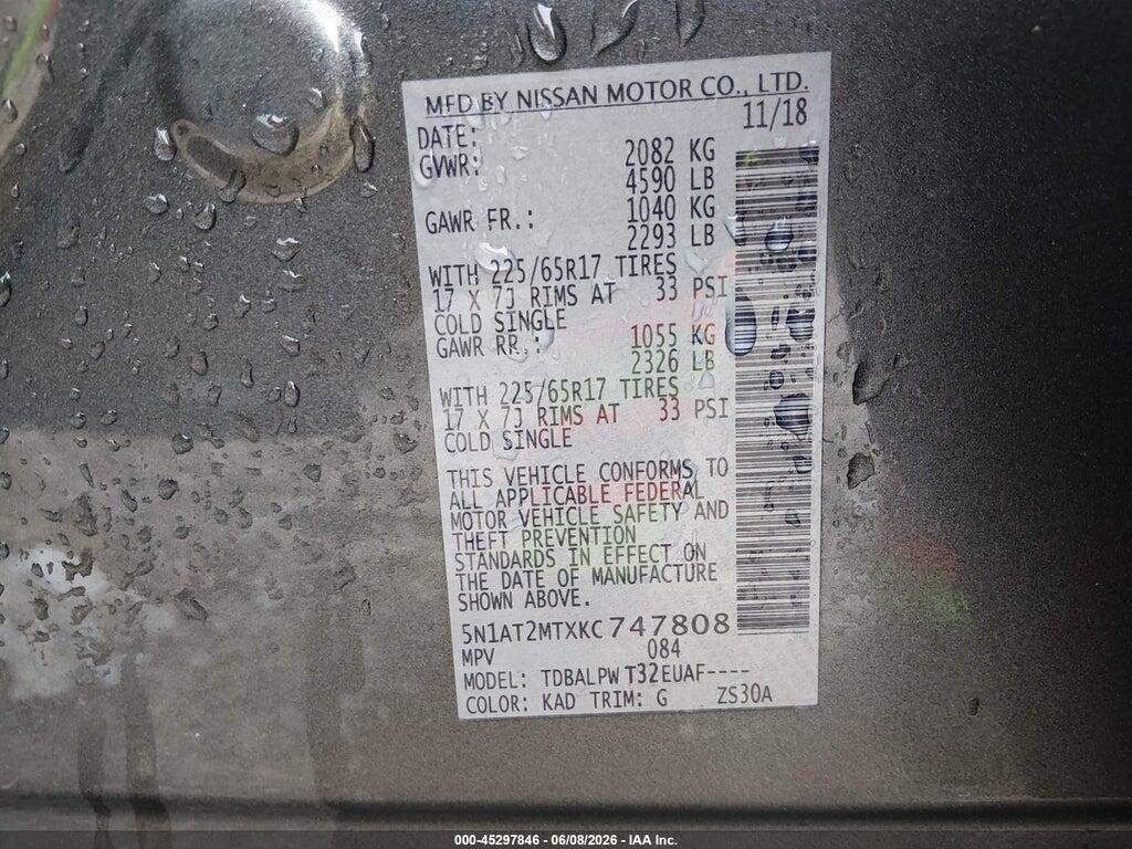5N1AT2MTXKC747808 2019 NISSAN ROGUE photo no. 9