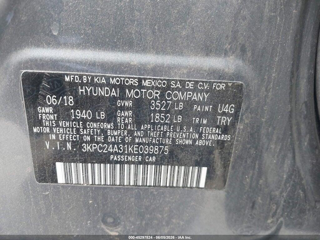 3KPC24A31KE039875 2019 HYUNDAI ACCENT photo no. 9