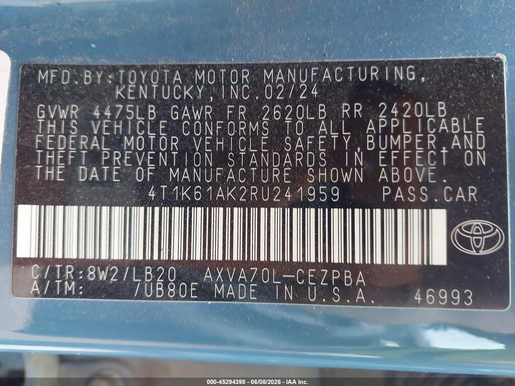 4T1K61AK2RU241959 2024 TOYOTA CAMRY photo no. 9