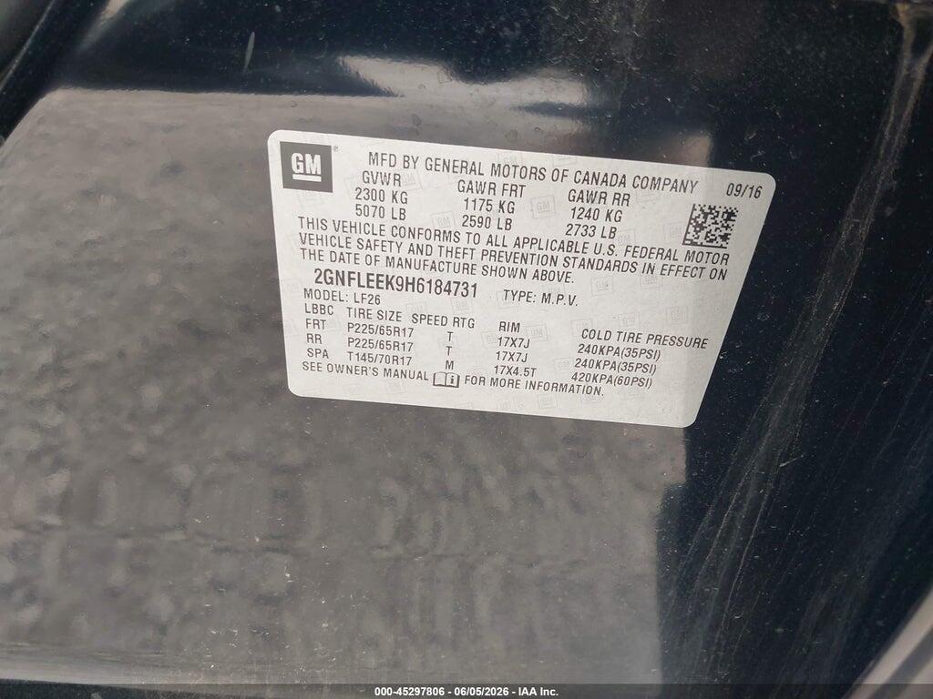 2GNFLEEK9H6184731 2017 CHEVROLET EQUINOX photo no. 9
