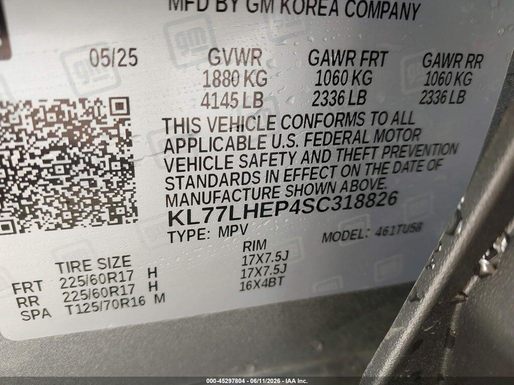 KL77LHEP4SC318826 2025 CHEVROLET TRAX photo no. 9