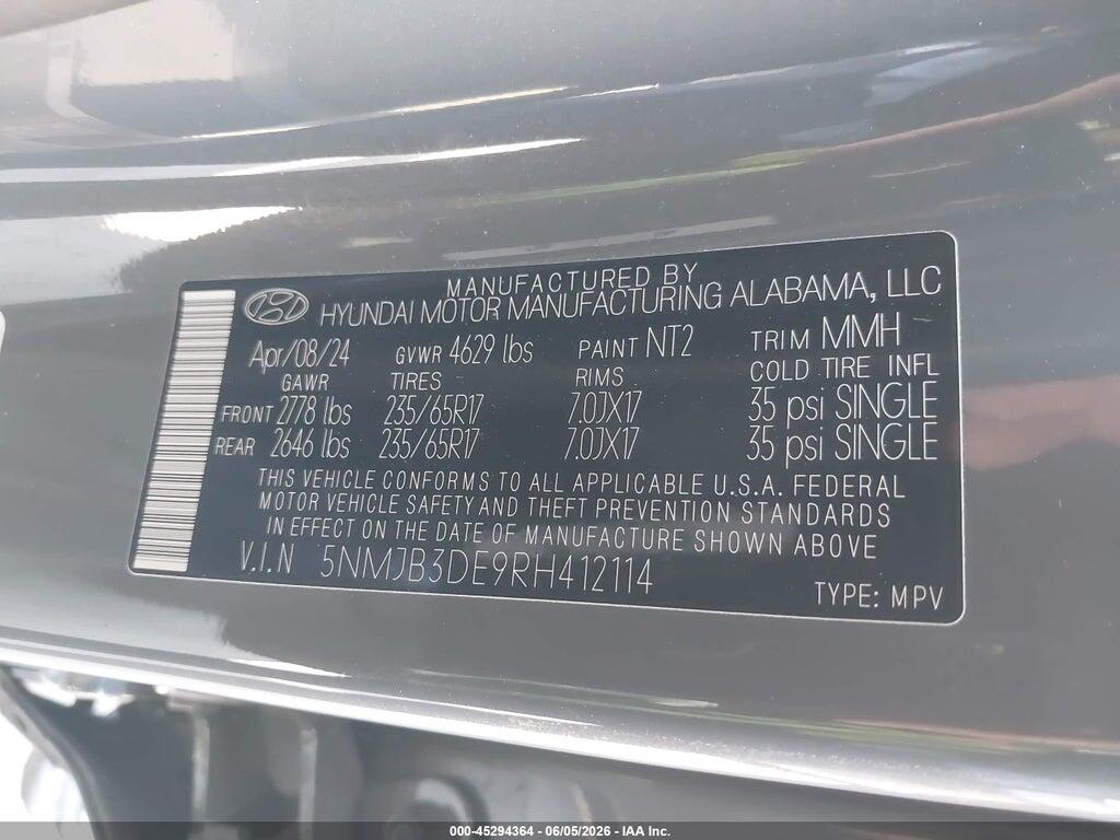 5NMJB3DE9RH412114 2024 HYUNDAI TUCSON photo no. 9