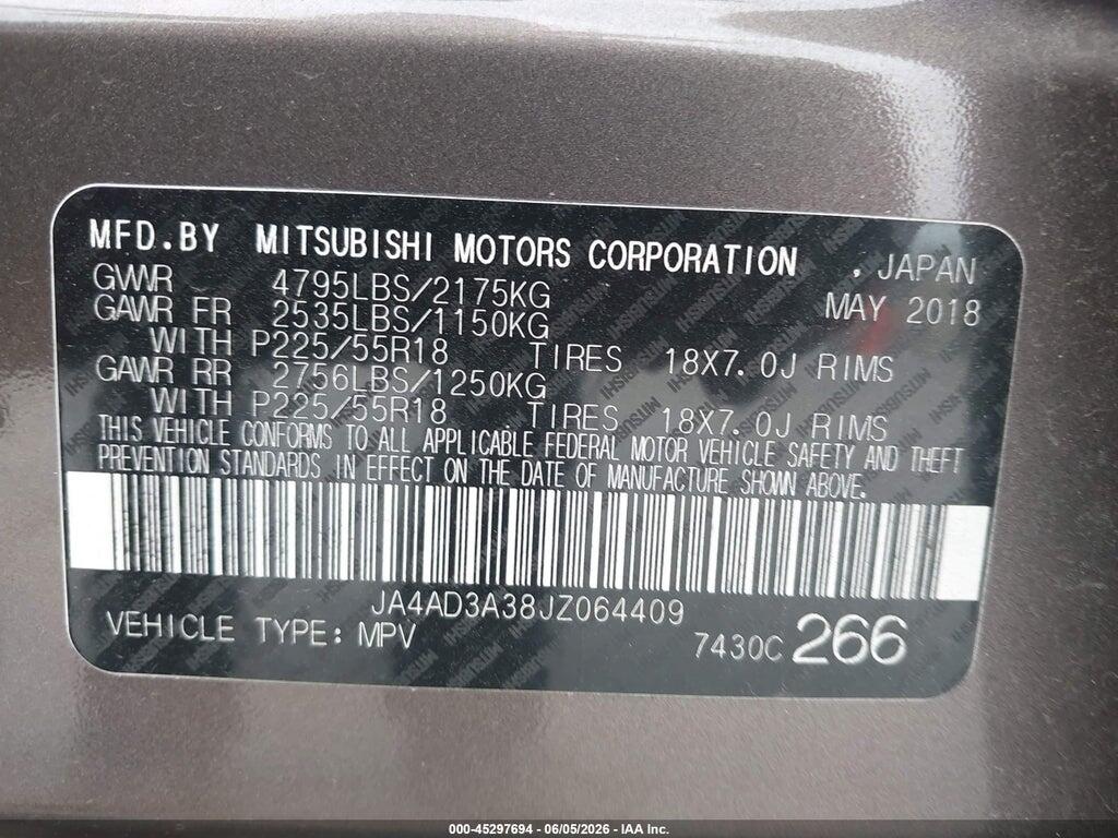 JA4AD3A38JZ064409 2018 MITSUBISHI OUTLANDER photo no. 9