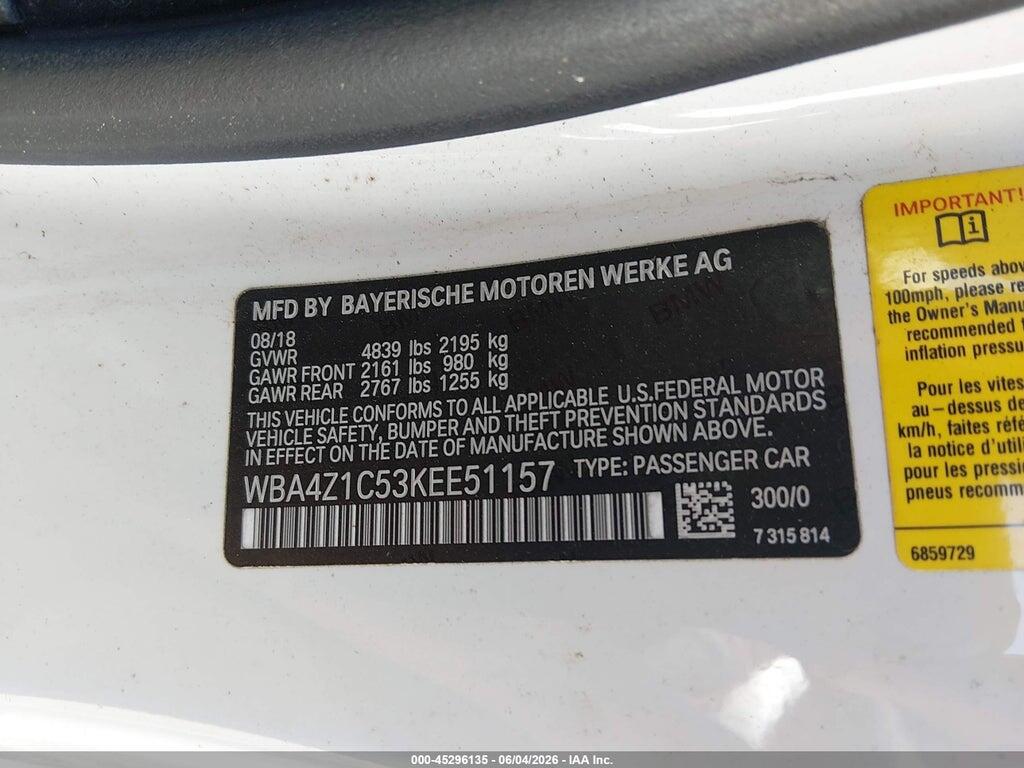 WBA4Z1C53KEE51157 2019 BMW 430I photo no. 9