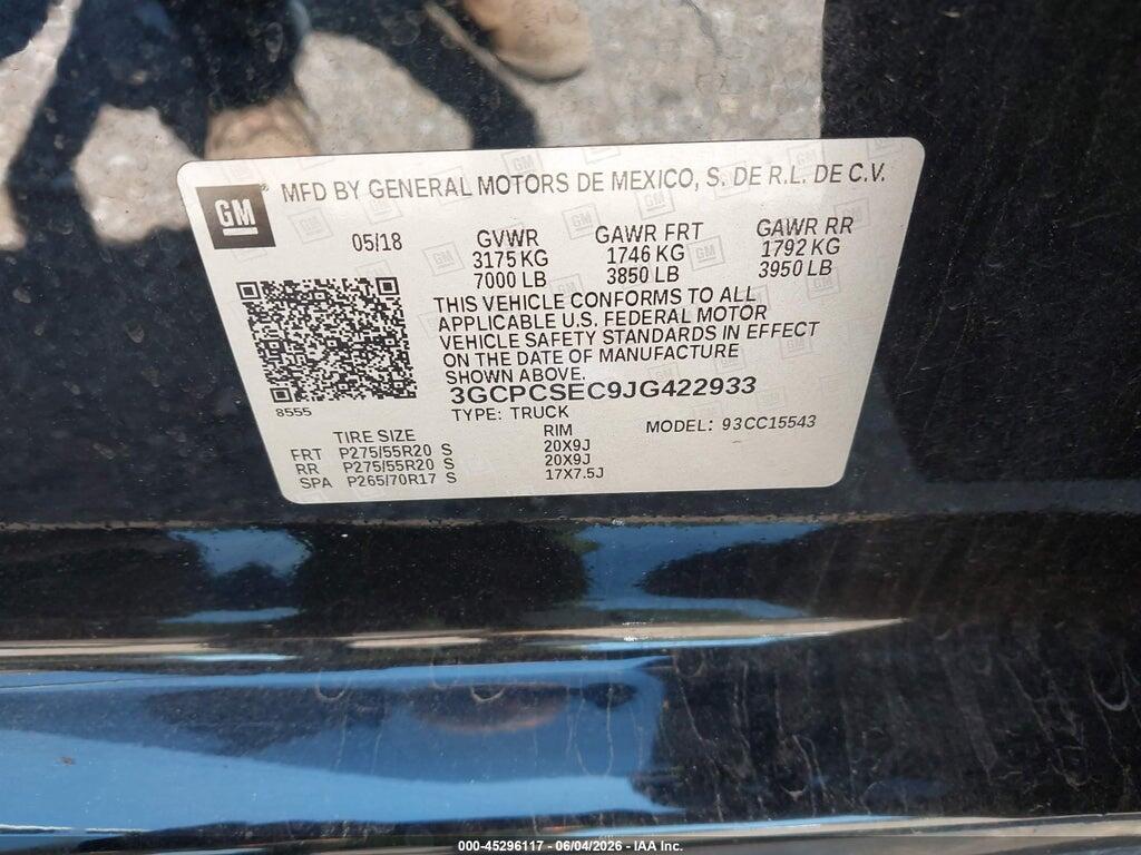 3GCPCSEC9JG422933 2018 CHEVROLET SILVERADO 1500 photo no. 9
