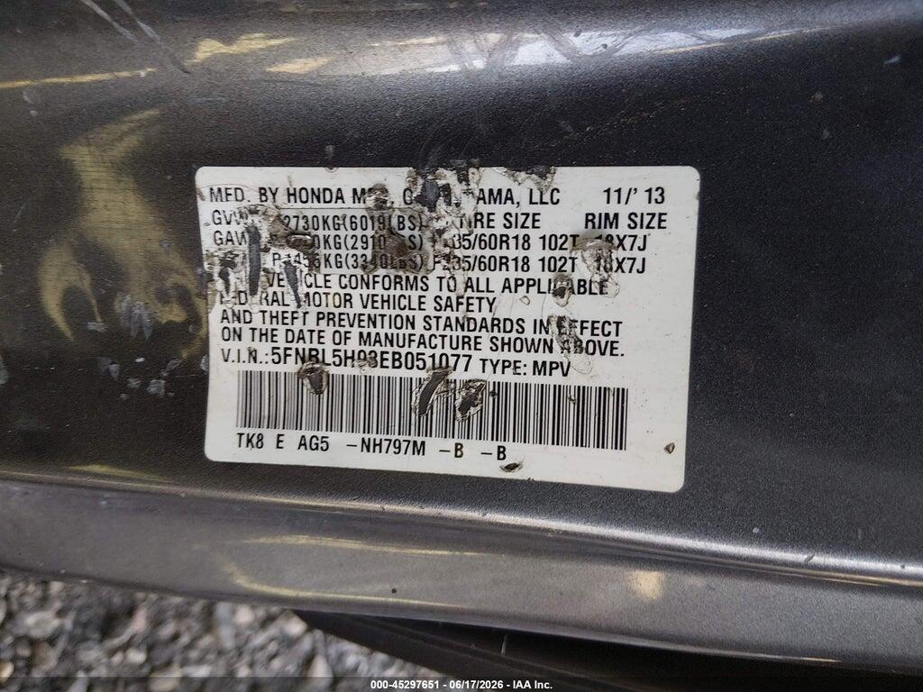 5FNRL5H93EB051077 2014 HONDA ODYSSEY photo no. 9
