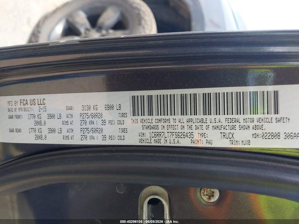 1C6RR7LT7FS626435 2015 RAM 1500 photo no. 9