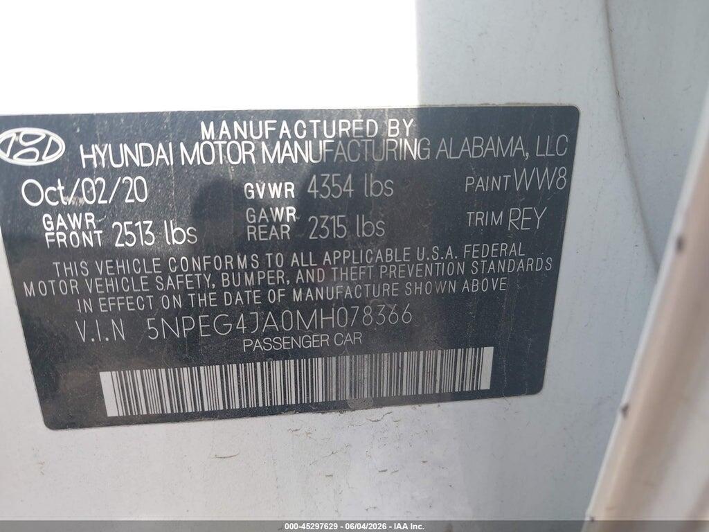 5NPEG4JA0MH078366 2021 HYUNDAI SONATA photo no. 9