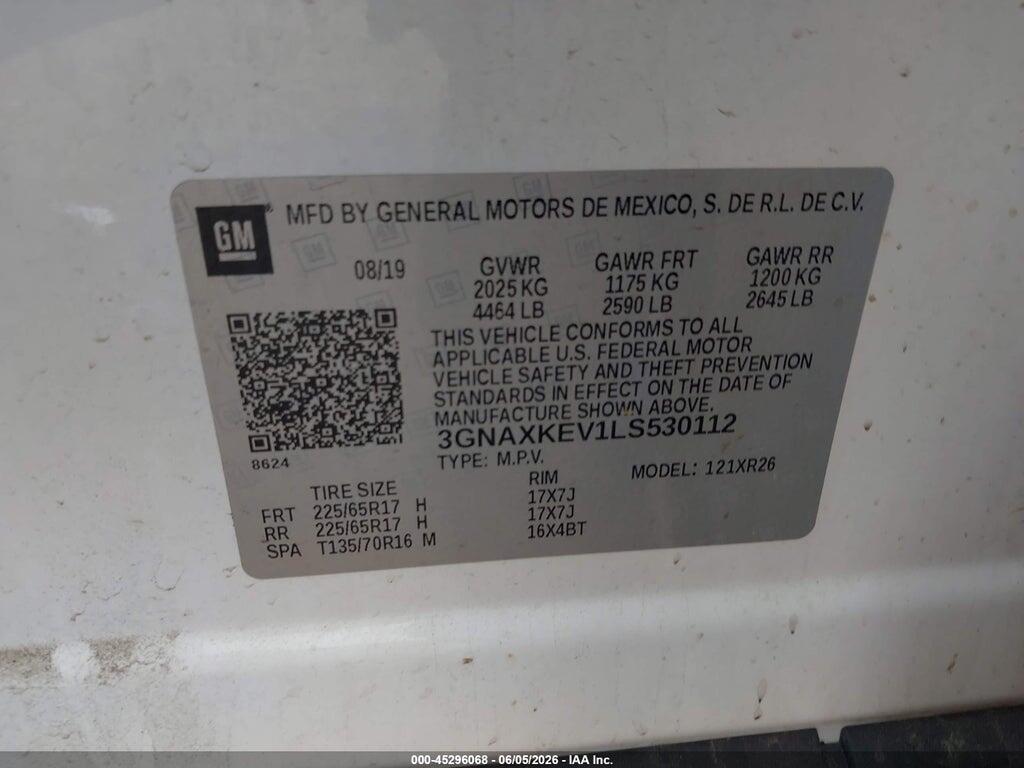 3GNAXKEV1LS530112 2020 CHEVROLET EQUINOX photo no. 9