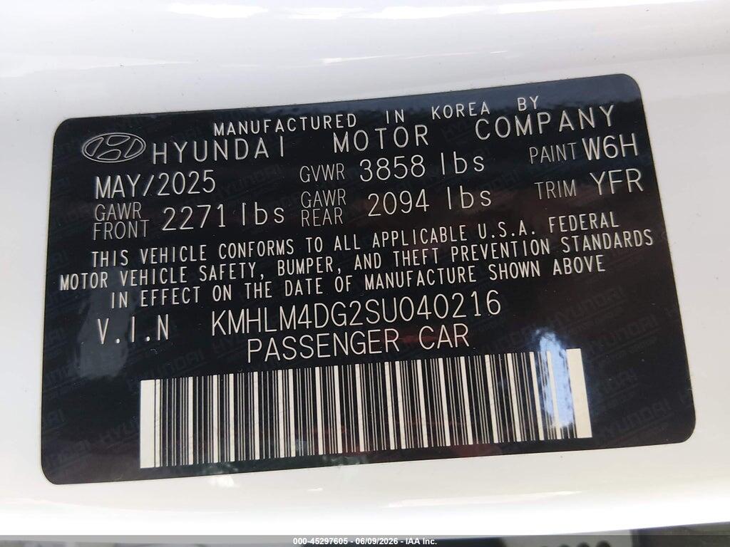 KMHLM4DG2SU040216 2025 HYUNDAI ELANTRA photo no. 9