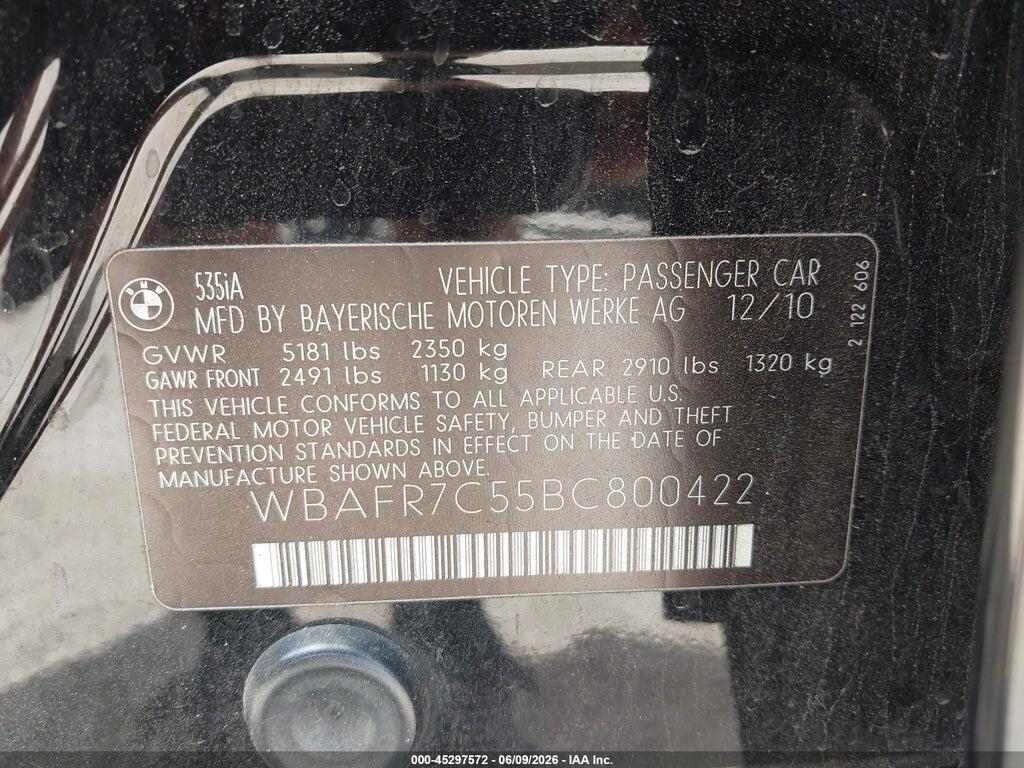 WBAFR7C55BC800422 2011 BMW 535I photo no. 9