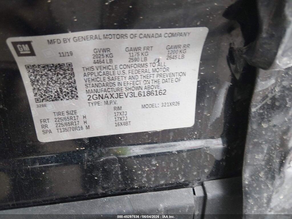 2GNAXJEV3L6186162 2020 CHEVROLET EQUINOX photo no. 9